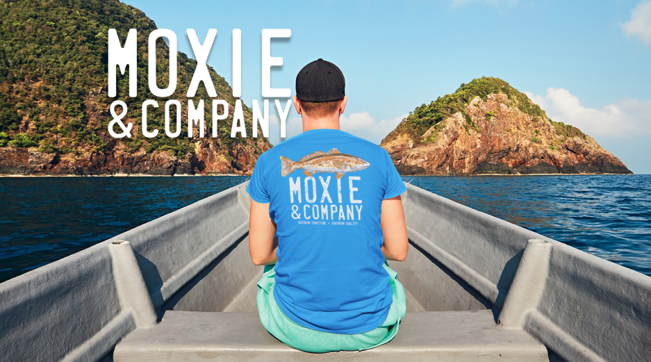 alt="Moxie & Company outdoor-themed shirts and hats for fishing and hunting fans"